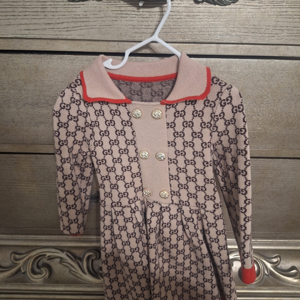 Designer Kids Dress with Gold Buttons